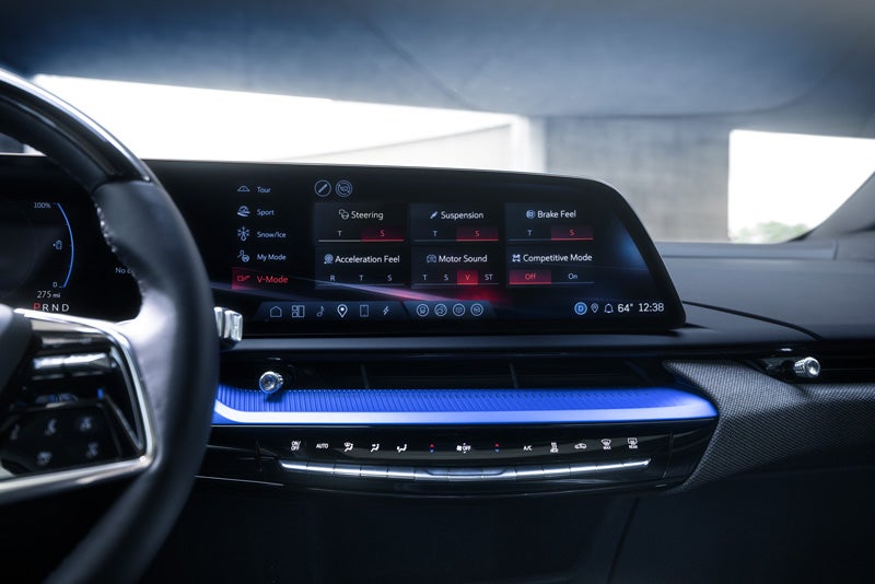 The 2026 OPTIQ-V Display Screen Displaying the V-Mode Settings | James E. Black Cadillac in Ebensburg PA